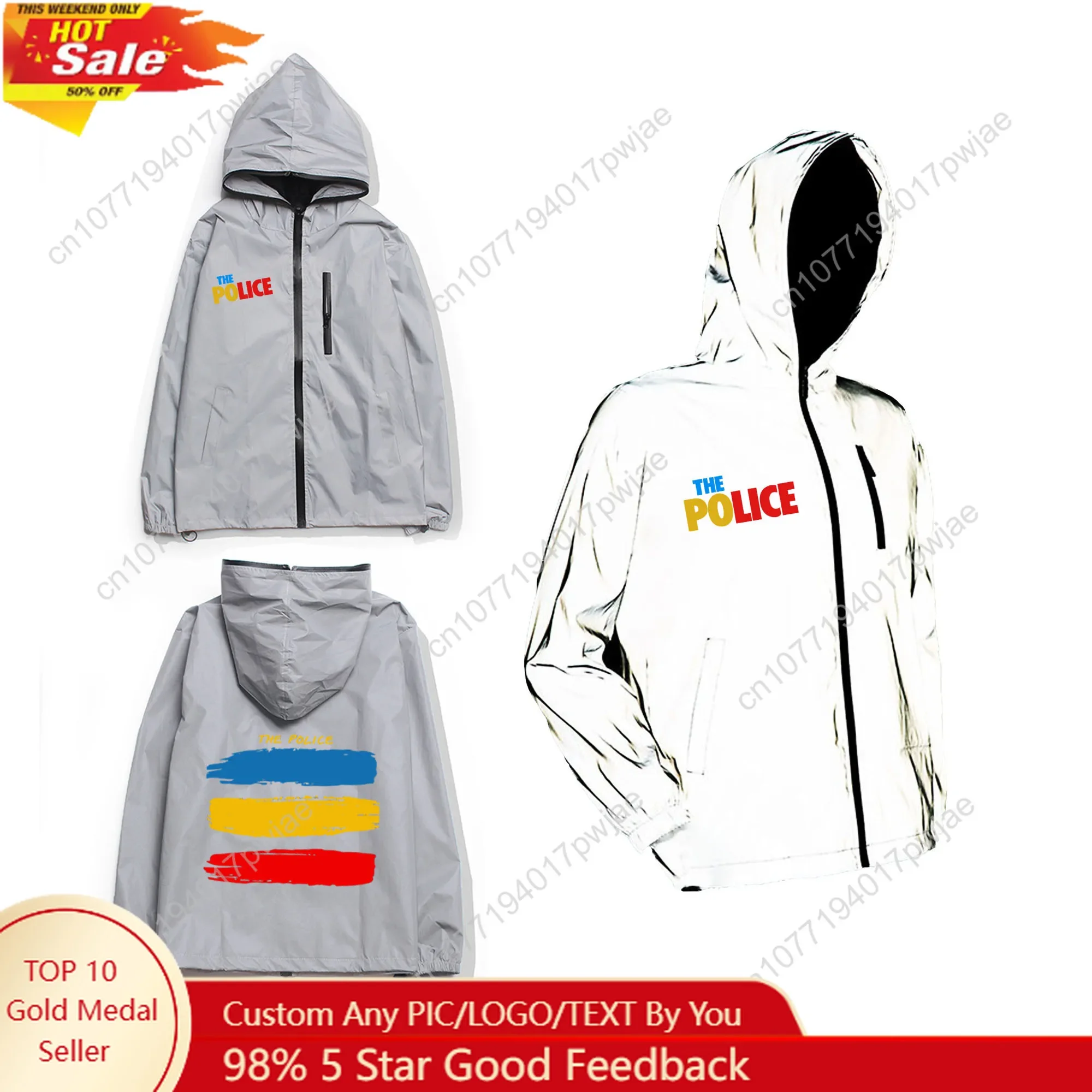 Reflective Jacket Running - The Police Rock Band Reflective Jacket