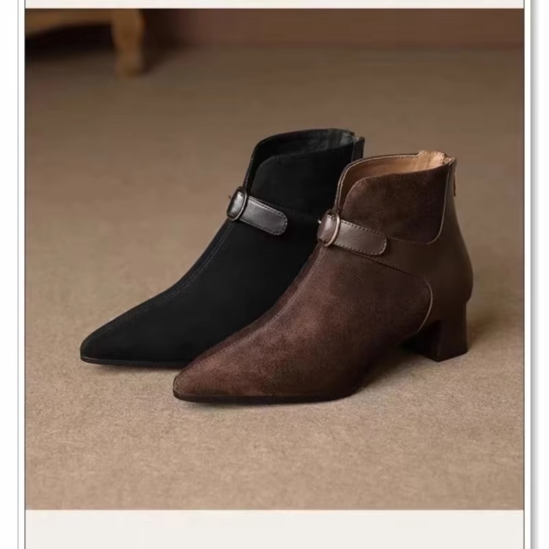 Women's Retro Suede Ankle Boot - Street Fashion Winter 2026 评论和价格