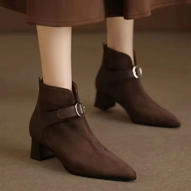 Women's Retro Suede Ankle Boot - Street Fashion Winter 2026 评论和价格