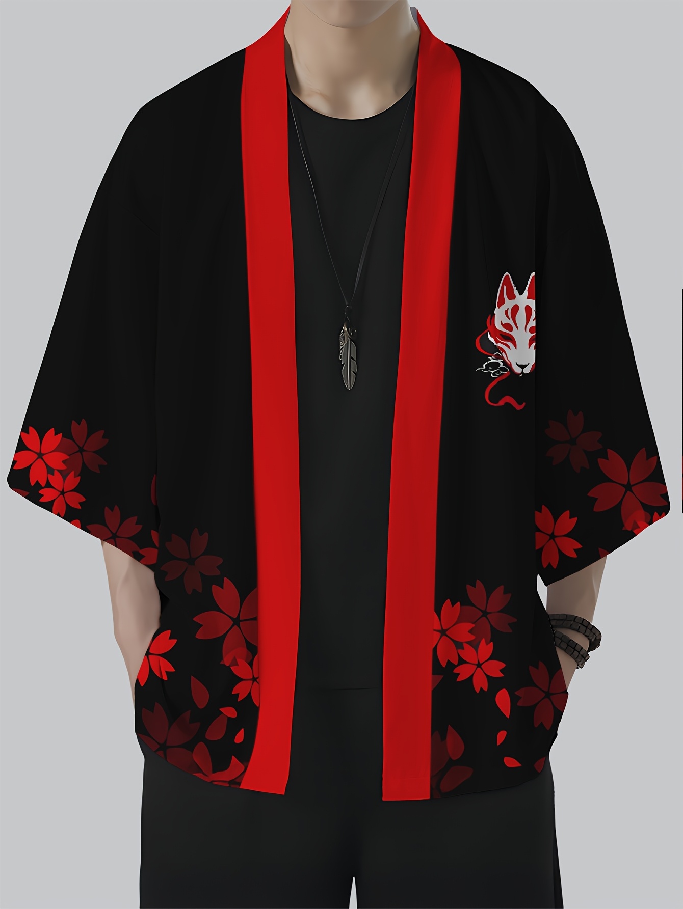 2026 Summer Men's Kimono 3D Pr - Street Fashion Kimono 评论和价格