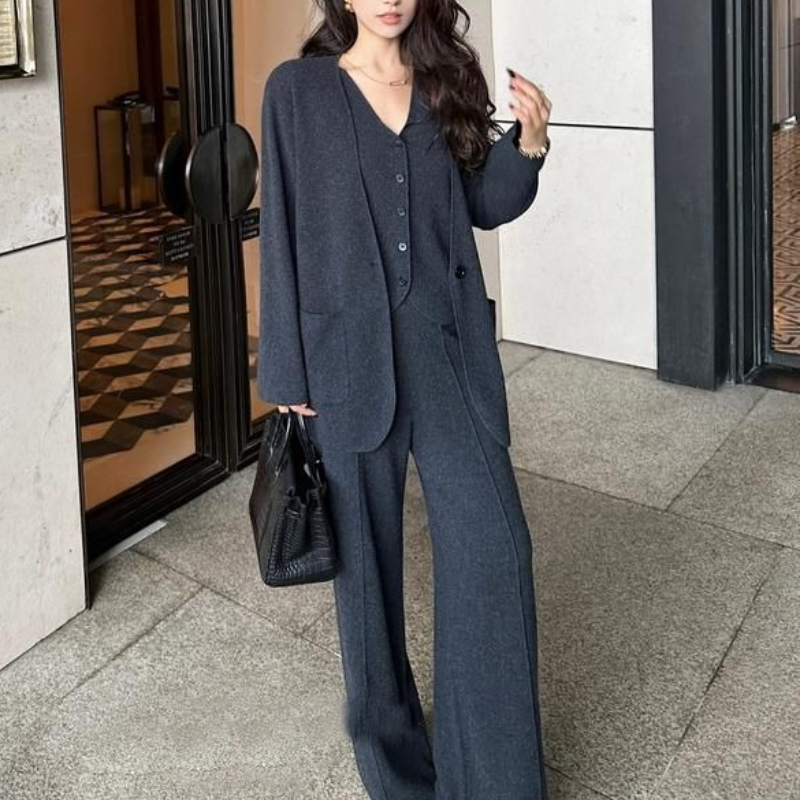 Cardigan Knitted Vest Wide-leg - Street Fashion Vest 评论和价格