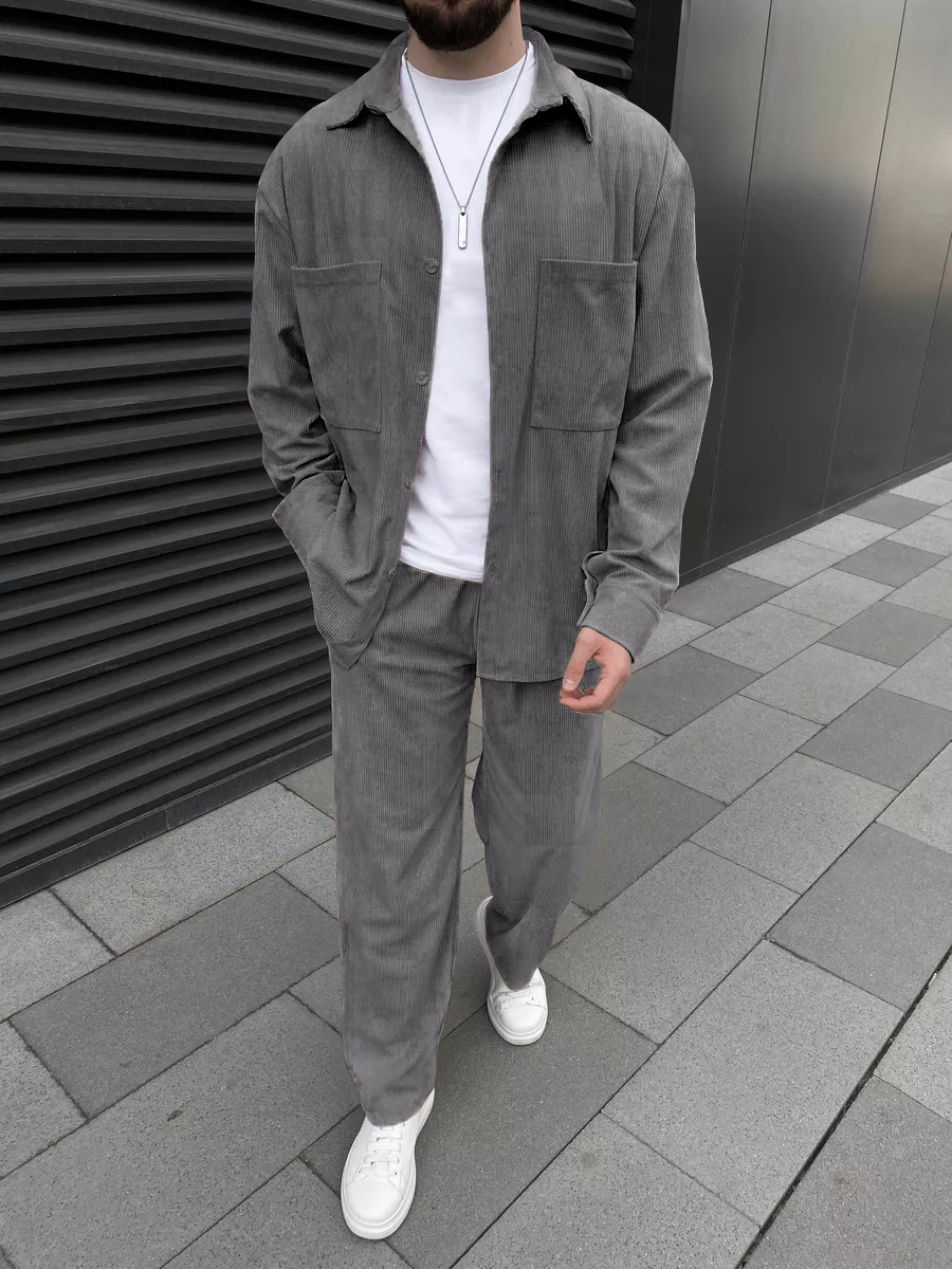 Men's Corduroy Two-Piece Outfi - Street Fashion Men 评论和价格