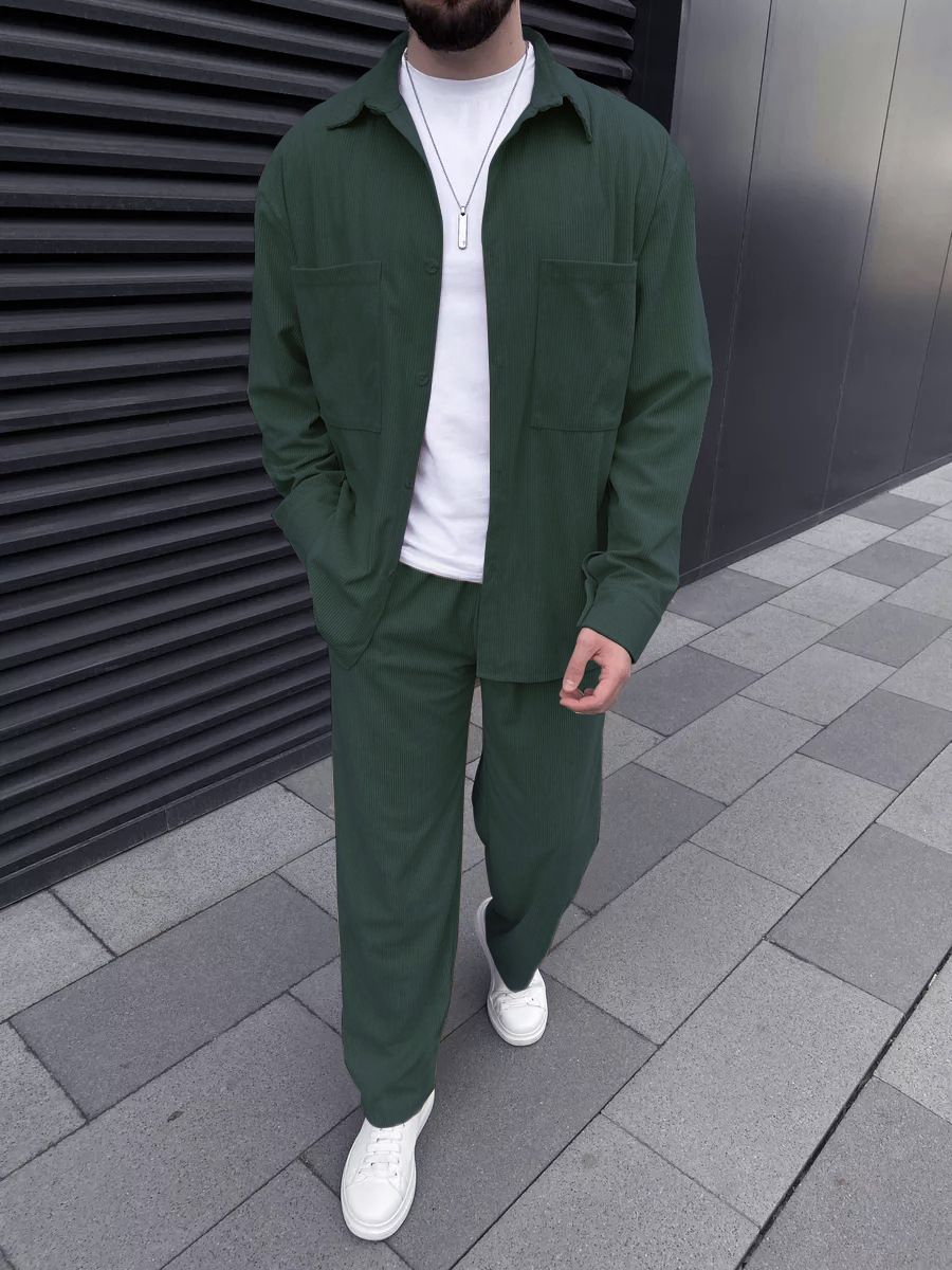 Men's Corduroy Two-Piece Outfi - Street Fashion Men 评论和价格