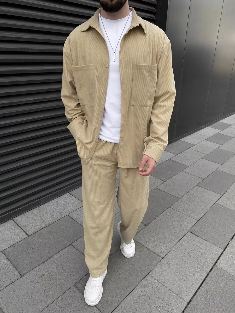 Men's Corduroy Two-Piece Outfi - Street Fashion Men 评论和价格