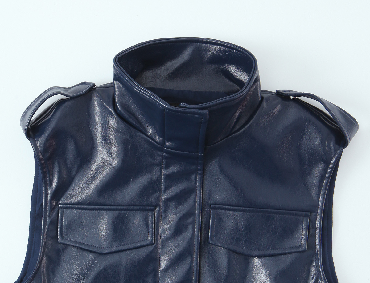 KONDALA 2026 Spring Blue PU Wo - Street Fashion Vest 评论和价格