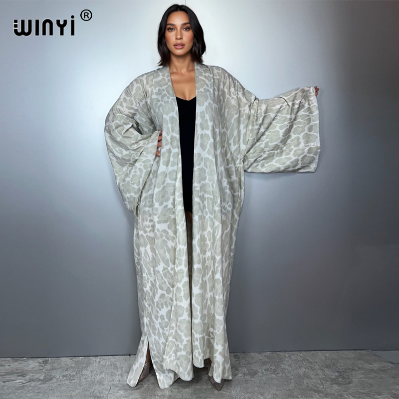 WINYI winter Leopard cardigan  - Street Fashion Kimono 评论和价格