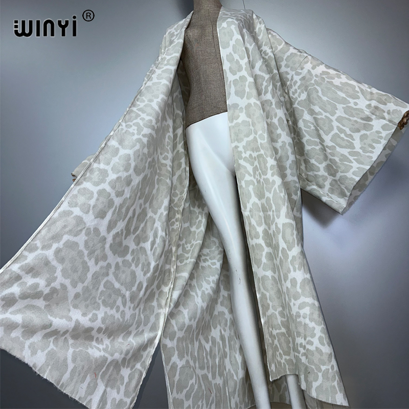 WINYI winter Leopard cardigan  - Street Fashion Kimono 评论和价格