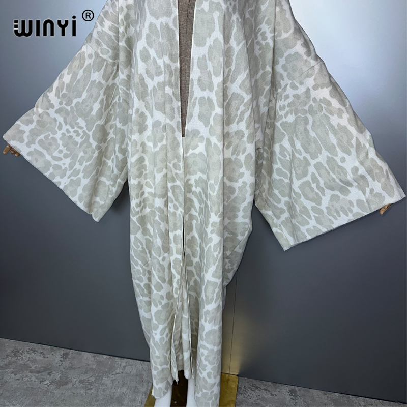 WINYI winter Leopard cardigan  - Street Fashion Kimono 评论和价格