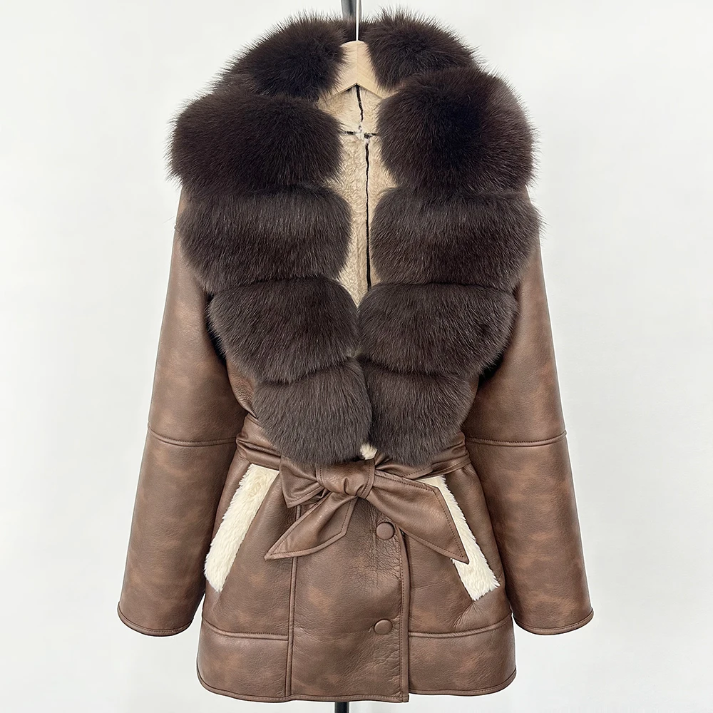 Retro Lamb Fur Jacket Natural  - Street Fashion Store 评论和价格